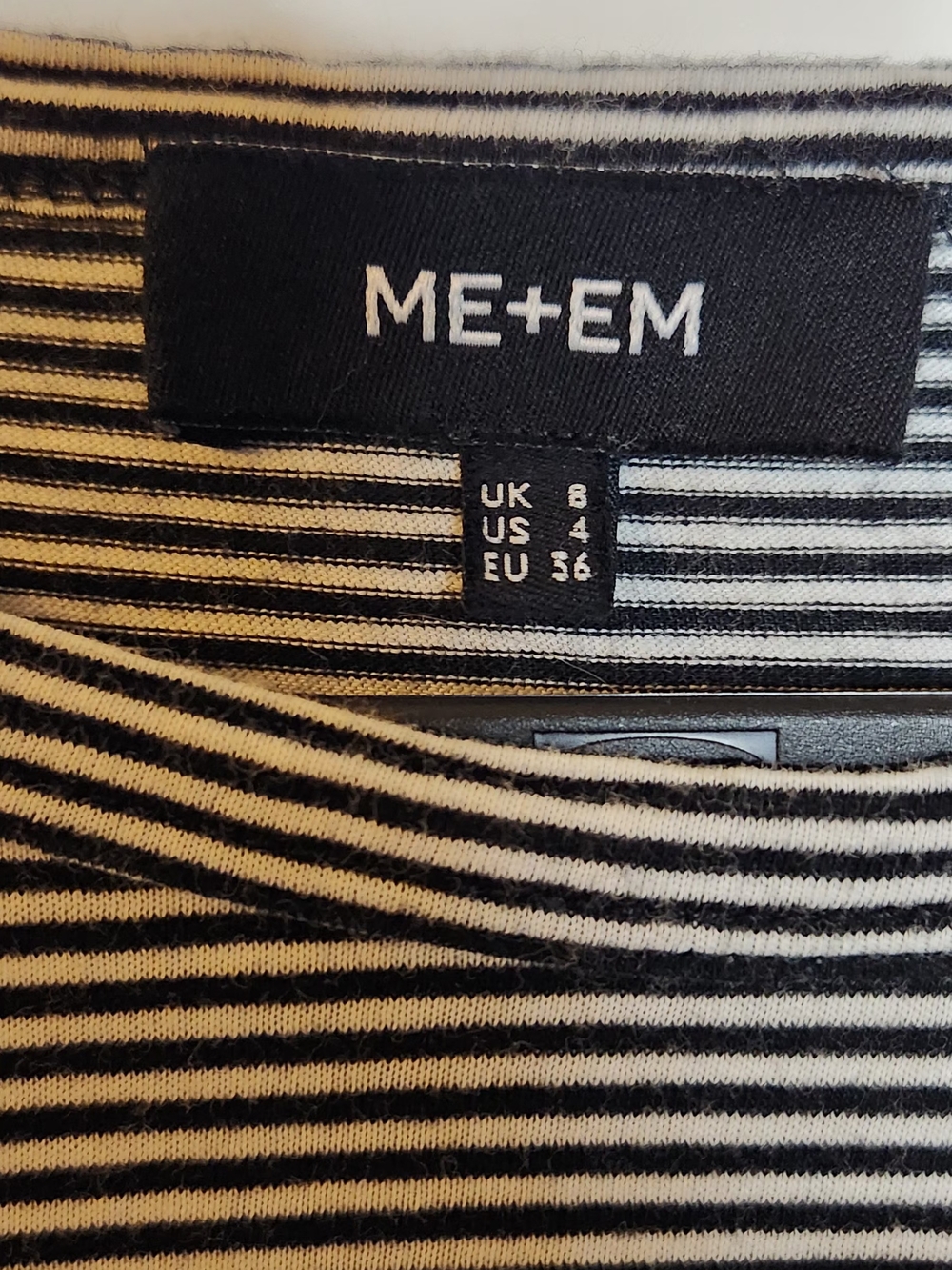 ME+EM Black and White Striped Long-Sleeve Top Size 4 - Picture 6 of 6